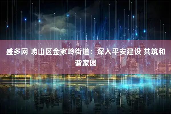 盛多网 崂山区金家岭街道:深入平安建设 共筑和谐家园