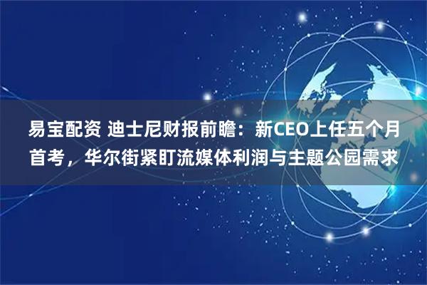 易宝配资 迪士尼财报前瞻:新CEO上任五个月首考,华尔街紧盯流媒体利润与主题公园需求